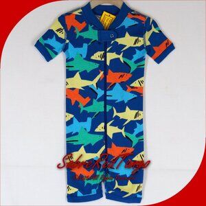 NWT Hanna Andersson Organic Baby Shortie Zip Sleeper Shark Pool 85 2T 2